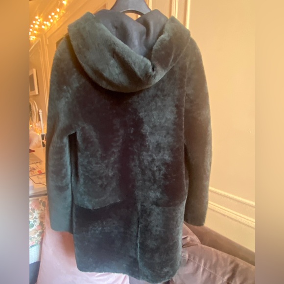 Sandro Shearling Leather Reversible Coat - Picture 5 of 9
